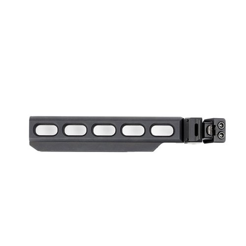 The Samson B.R.E. Bufferless Receiver Extension features a 6-position adjustable design, folding mechanism, and lightweight construction for seamless AR-15 integration.