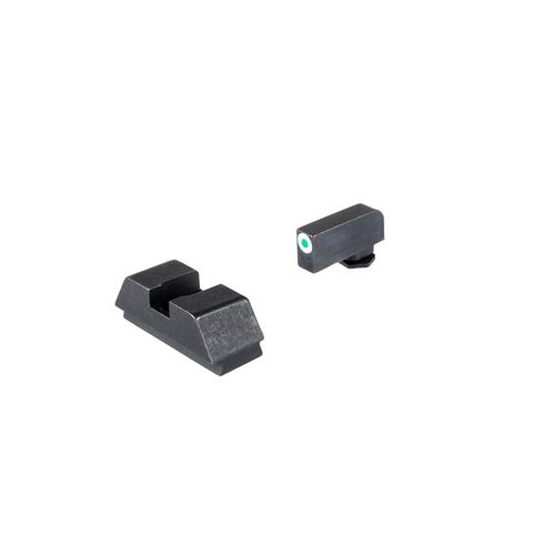 The AMERIGLO 1L Tall Optic Compatible Tritium Sight Set offers precise co-witnessing for Glock MOS, featuring green tritium and reliable back-up functionality.