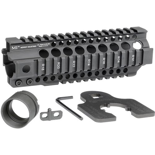 The Midwest Industries AR-15 Combat T-Series Handguard offers a durable, lightweight design with MIL-STD 1913 rails, anti-rotation QD sockets, and a lifetime warranty.