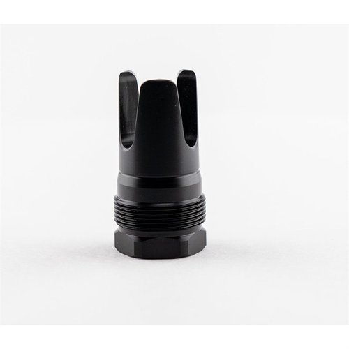The FHD Flash Hider features a durable black nitride finish, is compatible with Atlas systems, and ensures a tight seal for optimal performance.