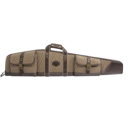 Protect your scoped rifle in style with the Evolution Outdoor President Series Rifle Case, featuring quilted canvas, dual compound foam, and antique brass accents.