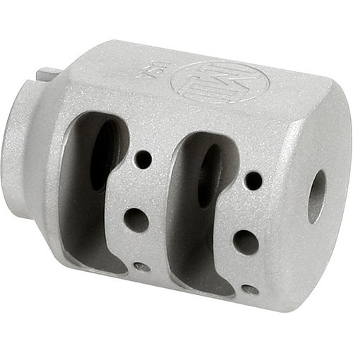 The ALPHA TANK BRAKE by Midwest Industries features a dual chamber design for reduced muzzle climb, made from durable 416 Stainless with a lifetime warranty.