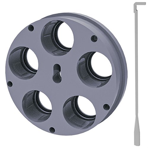 Enhance your reloading efficiency with the precision-machined 5-hole Ultimate Tool Carrier, compatible with Lee Breech lock bushings for seamless operation.