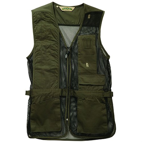 The BOB ALLEN Full Mesh Shooting Vest offers lightweight, breathable mesh, adjustable waist tabs, and ample pockets for shells and accessories, ensuring comfort and convenience.