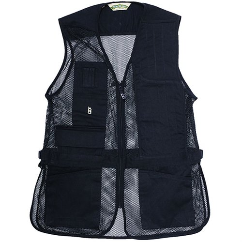 The BOB ALLEN Full Mesh Shooting Vest offers lightweight, breathable construction, adjustable waist tabs, and ample storage with cargo pockets and shell loops.