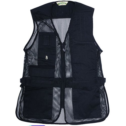 The BOB ALLEN Full Mesh Shooting Vest features lightweight mesh, adjustable waist tabs, bellowed cargo pockets, and is compatible with Insert-A-Pad for ultimate comfort.