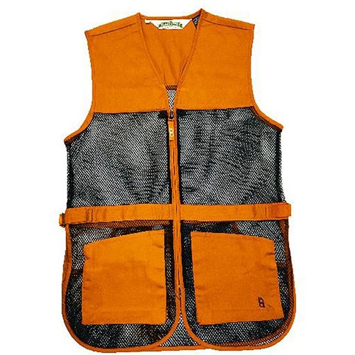 The BOB ALLEN Full Mesh Dual Pad Shooting Vest features lightweight mesh for ventilation, dual pads for ambidextrous use, and adjustable tabs for a perfect fit.