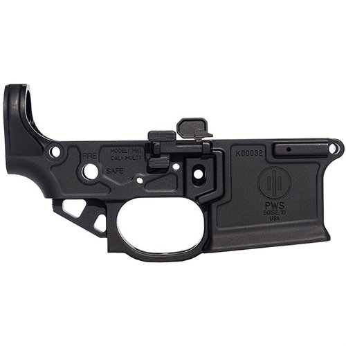 The PWS MK1 MOD 2-M Stripped Lower Receiver is a durable, multi-caliber option made from forged 7075-T651 aluminum, featuring ambidextrous controls and lightweight design.