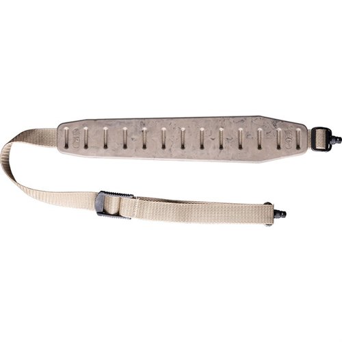 The Quake Claw 2.0 Flush Cup Sling features a non-slip pad for comfort, distributes weight evenly, and remains flexible in extreme conditions, ideal for all firearms.