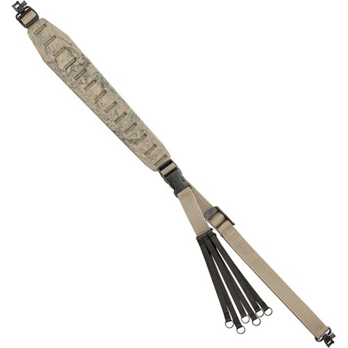 The Quake Claw 2.0 Game Hauler Sling features a rubberized strap and buckle attachment, allowing you to carry your gun and harvest hands-free through any terrain.