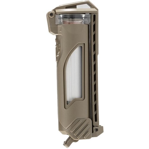 The CellVault-18 securely stores 1 18650 or 2 18350 batteries, offering waterproof protection, shock absorption, and easy access with a slim MOLLE-compatible design.