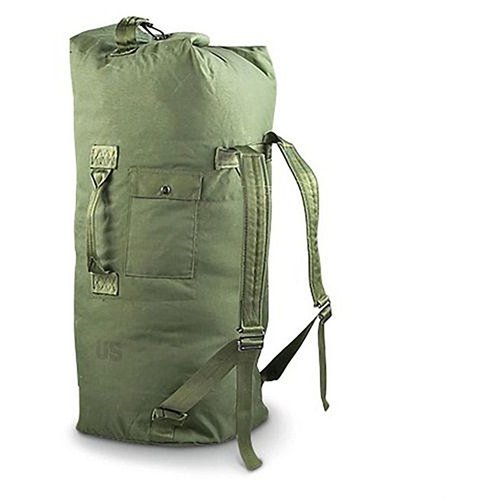 The US Made Two Strap Nylon Cordura Duffle Bag offers rugged reliability, water repellent material, padded straps, and ample space for tactical gear or outdoor essentials.