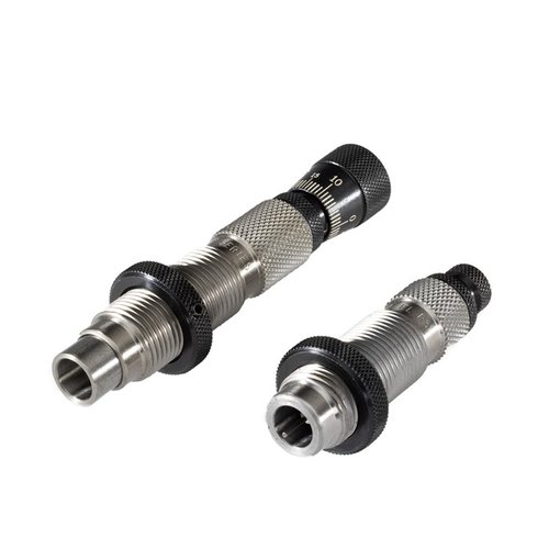 Achieve precise case neck control with the Redding Type S Match Bushing Full Die Set, featuring interchangeable bushings and a micrometer Competition Seating Die.