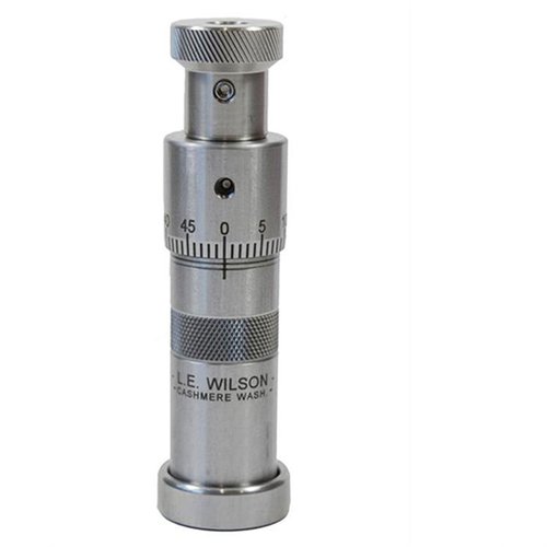 Achieve precise bullet-seating depths with the durable L.E. Wilson Micrometer Top Bullet Seater Die, featuring 0.001" increments and easy adjustments.