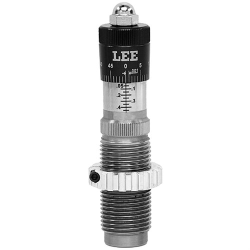 Achieve precision bullet seating with Lee's Micrometer Die, featuring smooth adjustments, a floating bullet guide, and the ability to seat and crimp simultaneously.