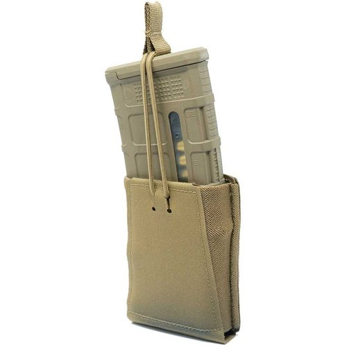 The GBRS Group Single Rifle 5.56 NATO Magazine Pouch offers MOLLE/BELT compatibility, bungee retention, and smooth re-holstering for standard AR-15 magazines.