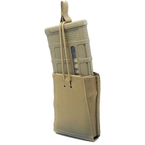 The GBRS Group Single Rifle Magazine Pouch offers MOLLE/BELT compatibility, bungee retention, and a durable design for smooth draws and secure magazine storage.