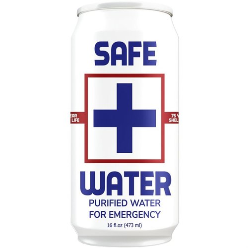 Safe Water offers 75-year shelf life, ultra-pure hydration in 16oz cans, perfect for emergencies, easy to store, and rigorously tested for purity.
