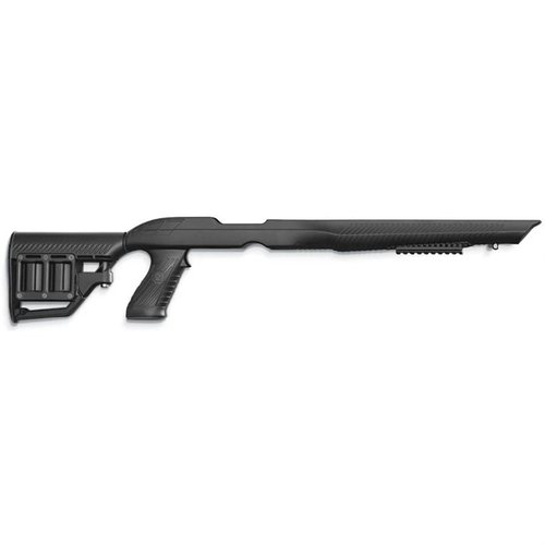 The Tac-Hammer RM4 Stock for Ruger 10/22 offers custom fit for barrels, adjustable length-of-pull, concealed Stowaway™ rail, and durable polymer construction.