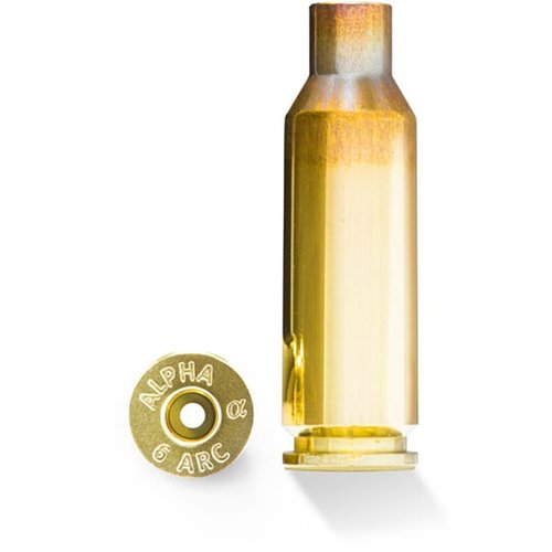 Experience superior accuracy and low recoil with Alpha Munitions 6MM ARC brass, designed for AR-15 platforms, ideal for hunting and match shooting up to 1,000 yards.