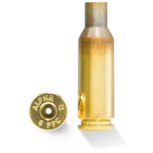 Experience unmatched accuracy with Alpha Munitions 6MM PPC brass, featuring optimized case head technology and packaged in protective cases for 100 rounds.