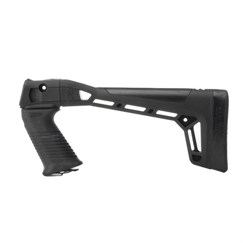 Upgrade your Remington 870 20-gauge with this Folding Stock Assembly, featuring a rugged design, integrated pistol grip, and compact folding for easy transport.