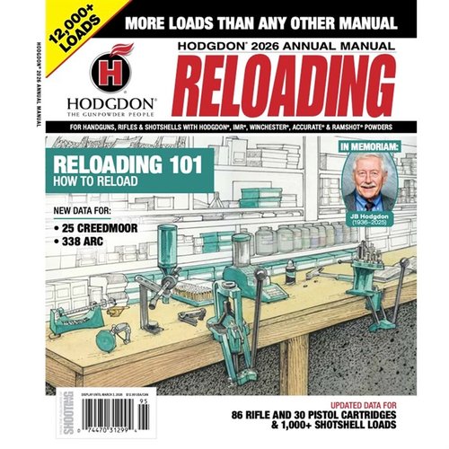The 2026 Hodgdon Annual Manual offers over 11,000 loads for rifle and handgun cartridges, featuring data from Hodgdon, IMR, Winchester, Ramshot, and Accurate.