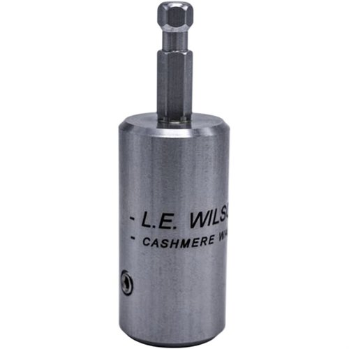 The L.E. Wilson Deburring Tool Power Adapter enhances accuracy, reduces fatigue, and speeds up case prep with better control using a power screwdriver.