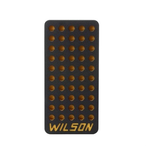 Maximise your reloading efficiency with the L.E. Wilson 50-Round Tray, featuring a durable design, integrated bullet cup, and high-visibility black/yellow finish.