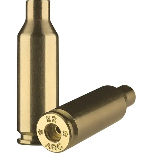 STARLINE 22 ARC BRASS offers versatility for long-range shooting and varmint hunting, compatible with bolt action and AR rifles, packaged in 100 count bags.