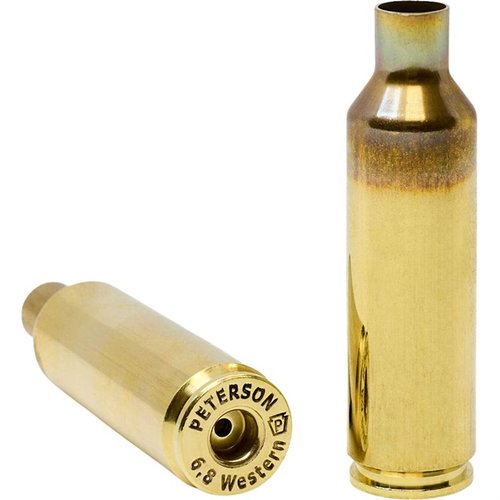 Experience unmatched precision and durability with Peterson Cartridge 6.8 Western Brass, featuring match-grade consistency, heat-treated strength, and reliable ignition.