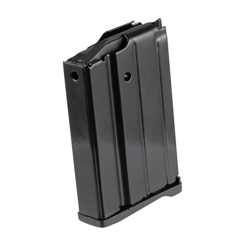 The TRIPLE-K RUGER MINI-14 10RD MAGAZINE features a durable rolled-steel body, self-lubricating nylon follower, and a corrosion-resistant finish for reliable feeding.