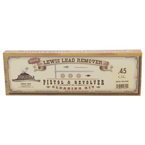 Easily remove lead fouling from your pistol's barrel and chamber without damage, ensuring top accuracy with the Lewis Lead Remover Kit from Brownells UK.