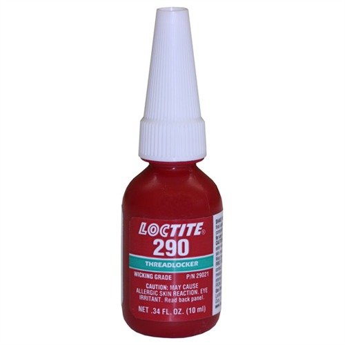 LOCTITE® #290 Threadlocker secures pre-assembled fasteners against vibration and shock, allowing disassembly with standard tools for reliable firearm maintenance.