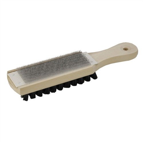 Maintain your files with the Brownells Double Face File Cleaner, featuring dual bristles for effective cleaning and an ergonomic handle for comfort.