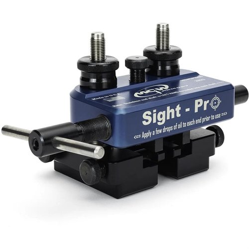 The MGW Sight Pro Sight Mover features a 30-degree pusher block, unique clamping design, and slide support pads, making sight adjustments effortless for Gunsmiths.