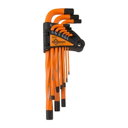 The Mayhew Heavy Duty Twisted Hex Key Set features superior S2 Tool Steel, enhanced torque, longer shafts for leverage, and corrosion resistance in fractional or metric sizes.