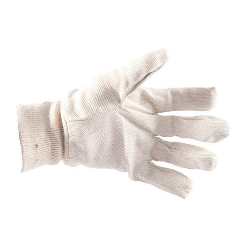 Protect your freshly polished steel from rust-causing fingerprints with Brownells Polishing Gloves; crafted from industrial cotton for a clean, comfortable fit.