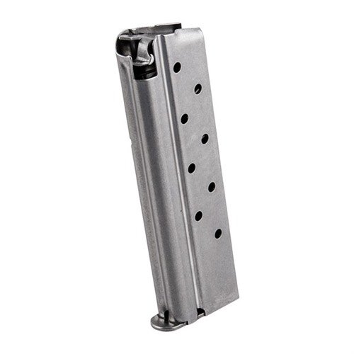 Enhance your 1911 9mm's performance with Metalform's 9RD magazine featuring a front ramp for smooth feeding, durable stainless steel construction, and reliable flat follower.