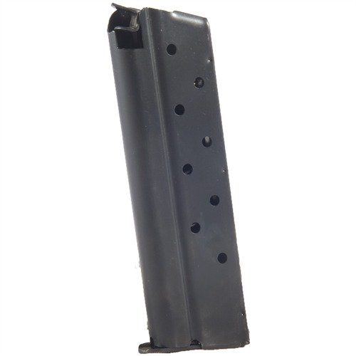 High-quality 1911 9MM magazines in blued carbon or stainless steel, featuring reliable feeding, removable base for easy cleaning, and optional increased capacity.