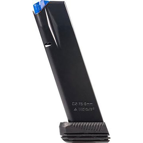 MEC-GAR CZ 75B 9MM magazines are crafted from durable carbon steel, TIG welded for seamless construction, and designed for reliable performance with a 19-round capacity.
