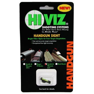 Enhance your accuracy with the HIVIZ SW617-G Fiber Optic Front Sight for S&W Revolvers, featuring a bright green sight that improves visibility in various lighting conditions.