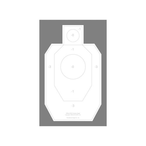Enhance your shooting skills with the IDPA Practice Target, featuring official size and scoring rings for improved performance and visibility against a black background.