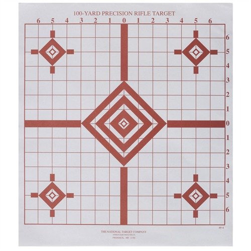 The ST-4 Sight-In Target features a high-contrast design with a diamond center and bold alignment lines, perfect for precise sight alignment and adjustments.