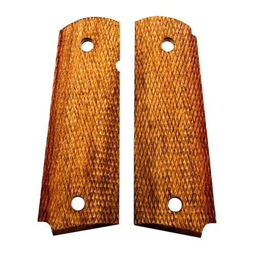 Enhance your 1911 with genuine Philippine Mahogany grips, offering stunning aesthetics, improved grip for smaller hands, and a perfect fit for Auto Model frames.