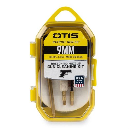 The OTIS PATRIOT Series Pistol Kit provides essential Breech-to-Muzzle® cleaning tools, including 100% cotton patches, brushes, and flexible cables, all in a hard case.
