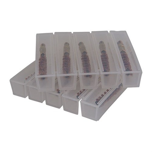 Otis Brass Bore Brushes feature premium phosphor bronze bristles for fast, thorough cleaning, fitting standard 8-32 rods and ensuring long-lasting performance.