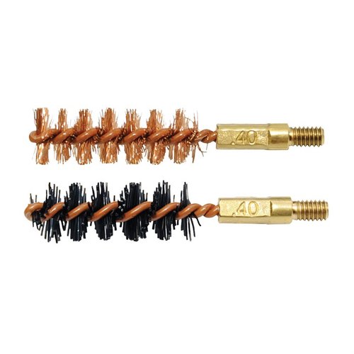 The OTIS 40 Caliber Bore Brush 2-Pack features a corrosive-resistant Tufcor® core, superior bristle retention, and caliber-specific design for precise cleaning.