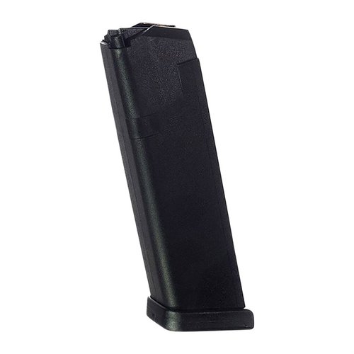 Enhance your Glock 17/19/26 with PRO MAG's 18-round polymer magazine, crafted from durable Zytel, featuring reliable spring pressure and a sleek black finish.