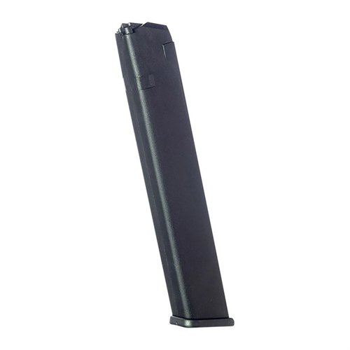 Enhance your shooting experience with the PRO MAG 32-RD polymer magazine for Glock 17/19/26, featuring durable Zytel construction and reliable spring pressure.